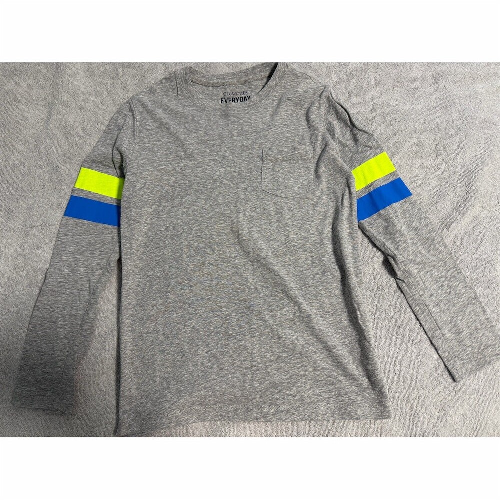 Crewcuts Everyday Boys T-Shirt Size 8 Heather Gray Long Sleeve Pocket Tee
